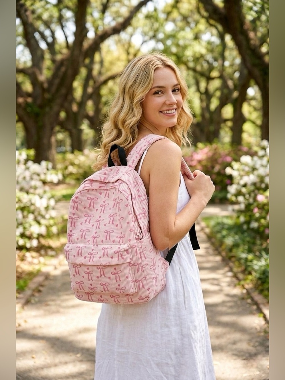 Zenana COQUETTE BOW CORDUROY BACKPACK